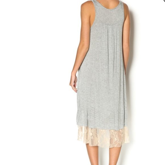 Easel High Low Boho Lace Trim Jersey Tunic Dress S - Picture 3 of 8